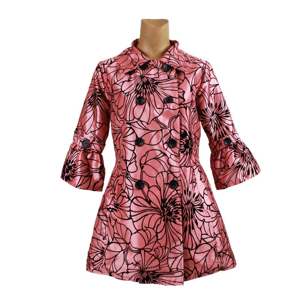 Lindi Pink Black Velvet Floral Reversible Jacket